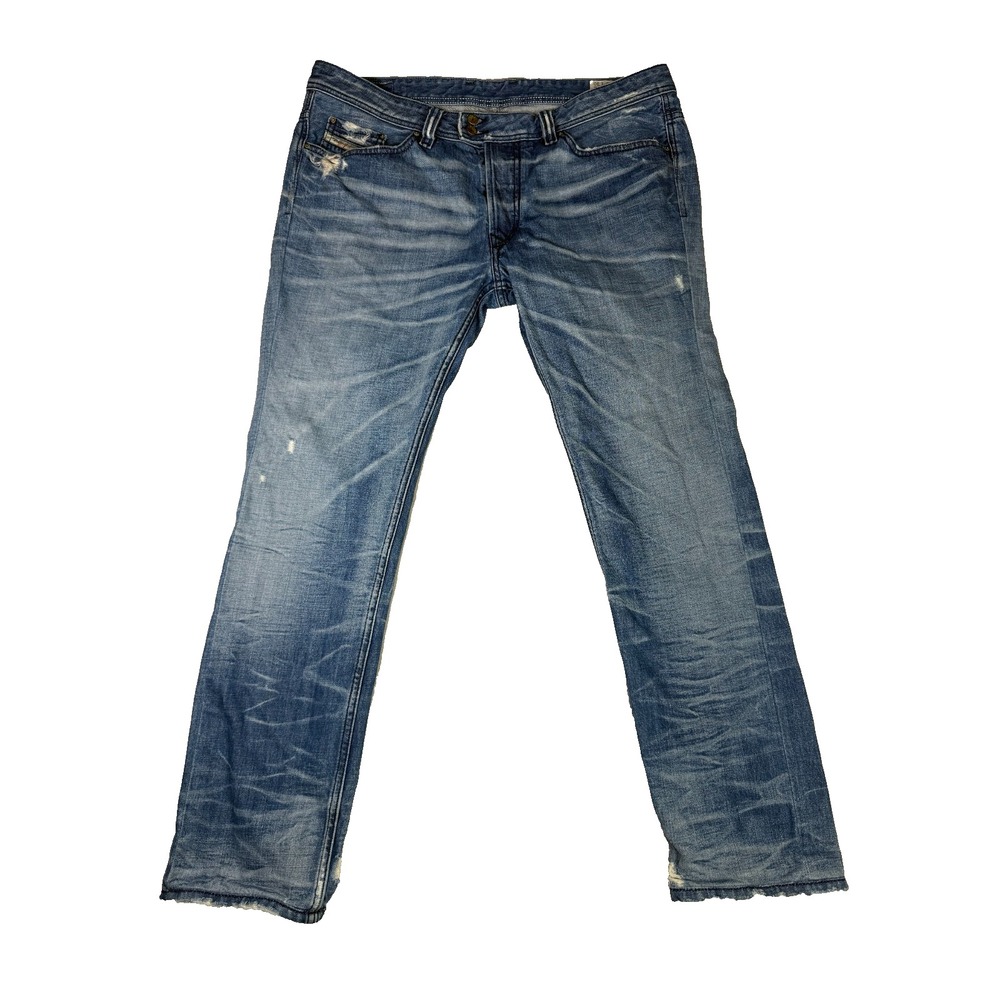 Diesel Viker-R-Box Jeans W36 L30 Blue Distressed Straight Leg 100% Cotton